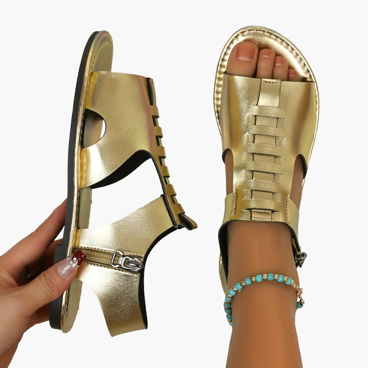 Damen Sommer-Sandalen mit Reißverschluss und offener Spitze – Stilvolle Freizeitschuhe für Alltag & Urlaub - Image 10