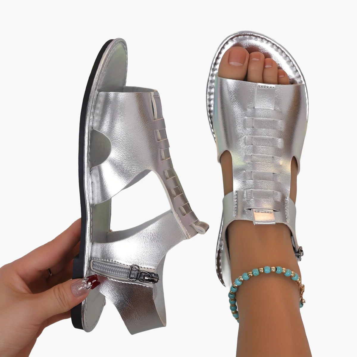 Damen Sommer-Sandalen mit Reißverschluss und offener Spitze – Stilvolle Freizeitschuhe für Alltag & Urlaub - Image 11