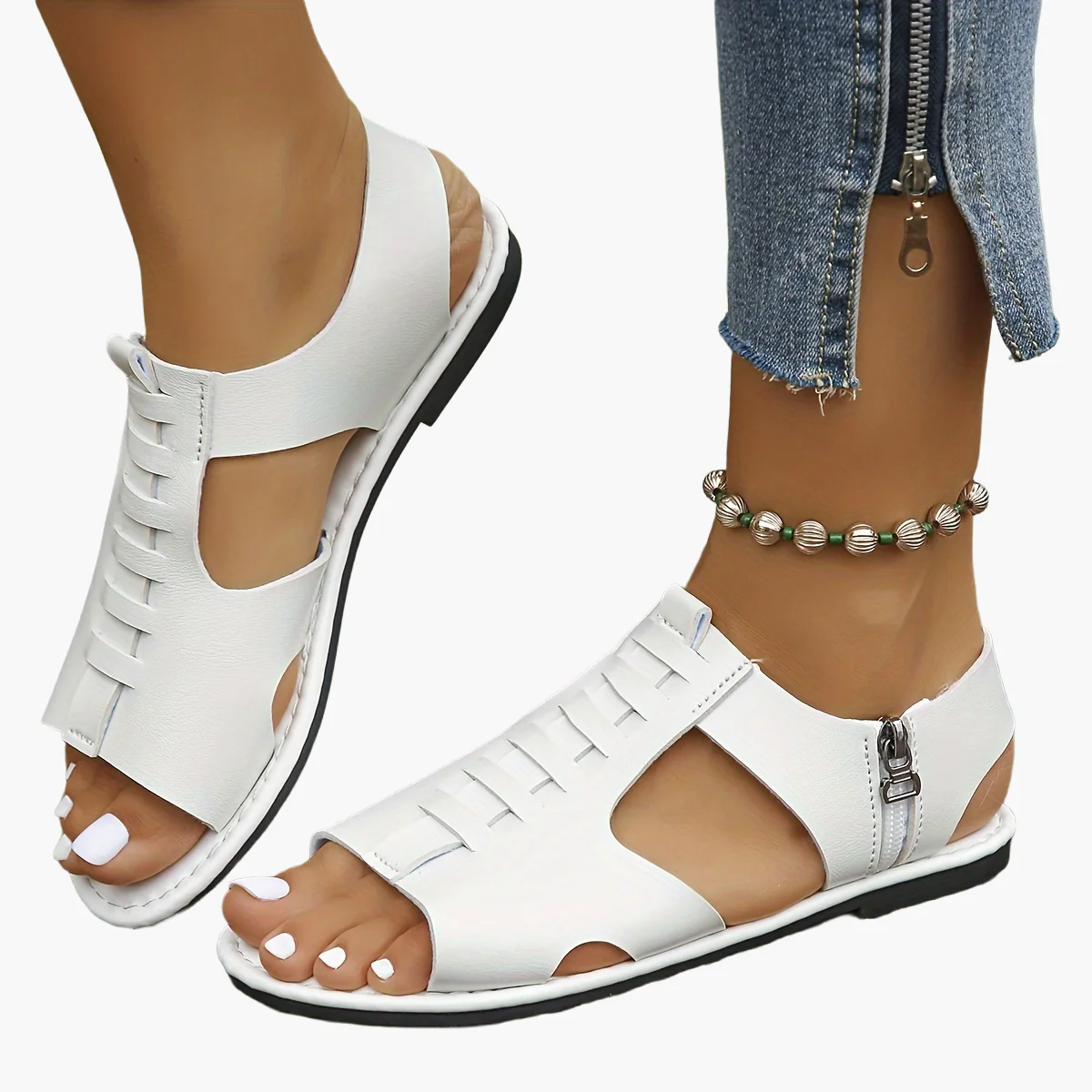 Damen Sommer-Sandalen mit Reißverschluss und offener Spitze – Stilvolle Freizeitschuhe für Alltag & Urlaub - Image 5