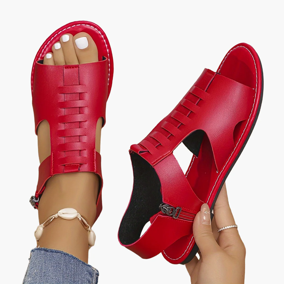 Damen Sommer-Sandalen mit Reißverschluss und offener Spitze – Stilvolle Freizeitschuhe für Alltag & Urlaub - Image 8