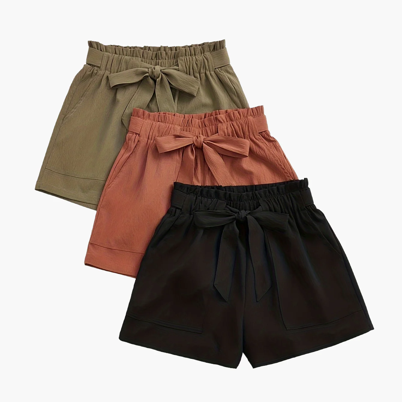 Damen Sommer Shorts mit Schleife – Lässige Strandshorts, 3er Pack, Elastischer Bund, Ideal für Urlaub und Freizeit - Image 7