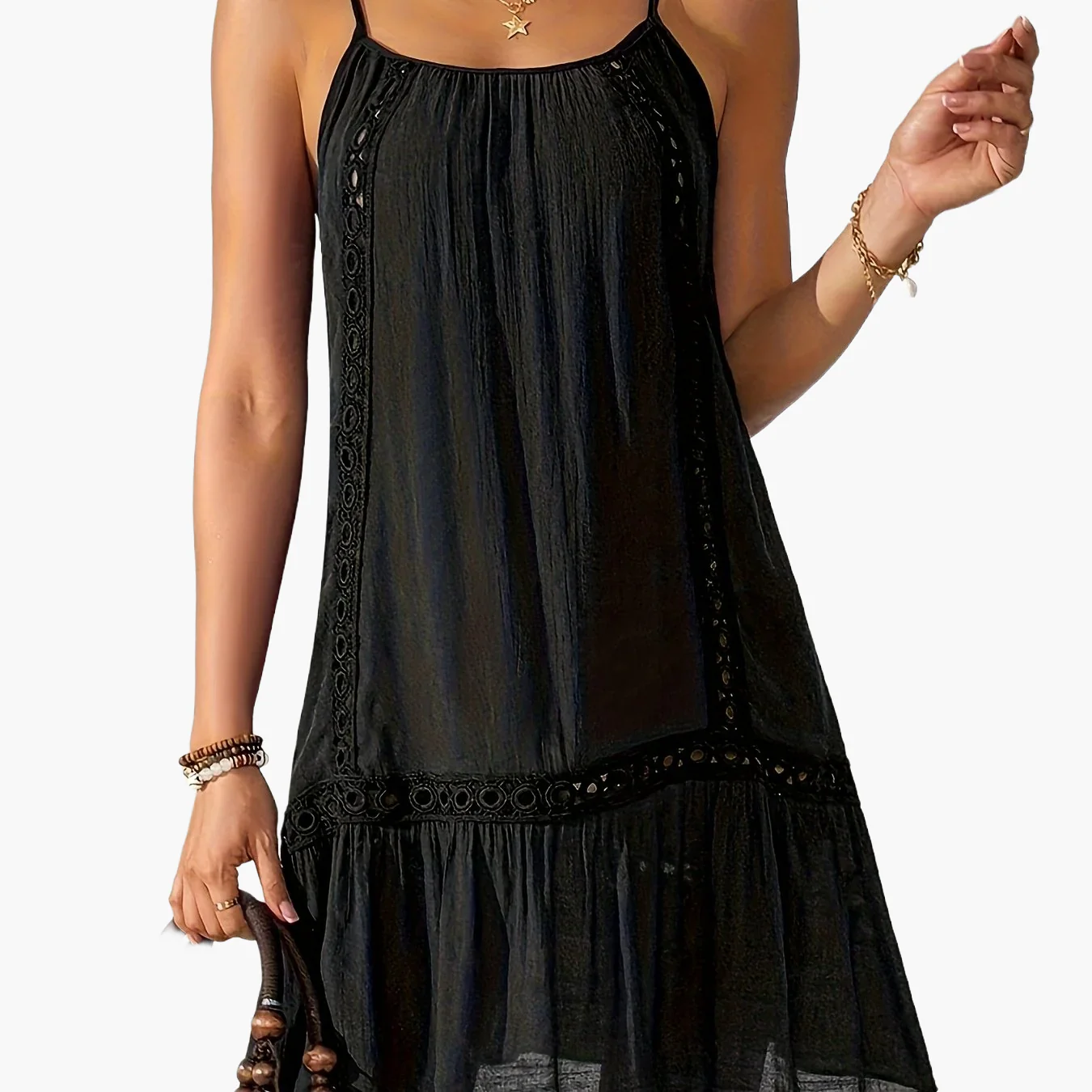 Damen Sommer Strandkleid mit Trägern und Spitzen-Details – Lässiger Freizeit Look - Image 11