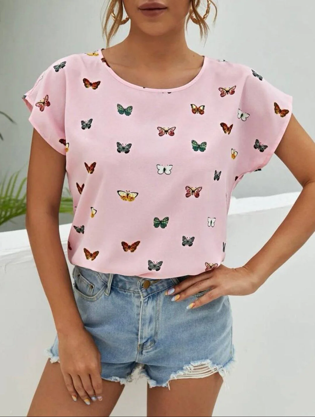 Damen Sommer T-Shirt mit Schmetterlingsmuster – Modisches Freizeit-Top, lässiger Stil - Image 5