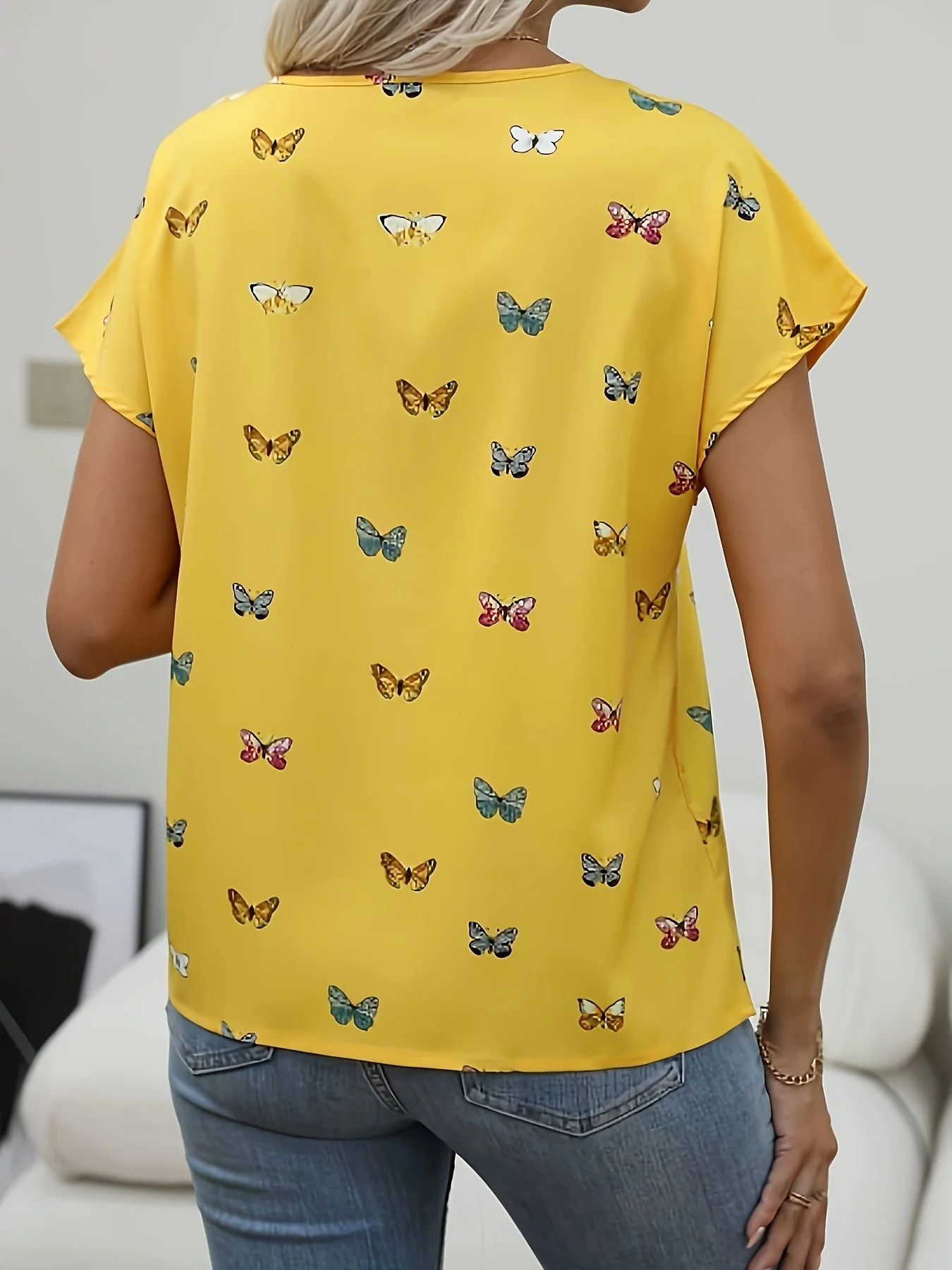 Damen Sommer T-Shirt mit Schmetterlingsmuster – Modisches Freizeit-Top, lässiger Stil - Image 6
