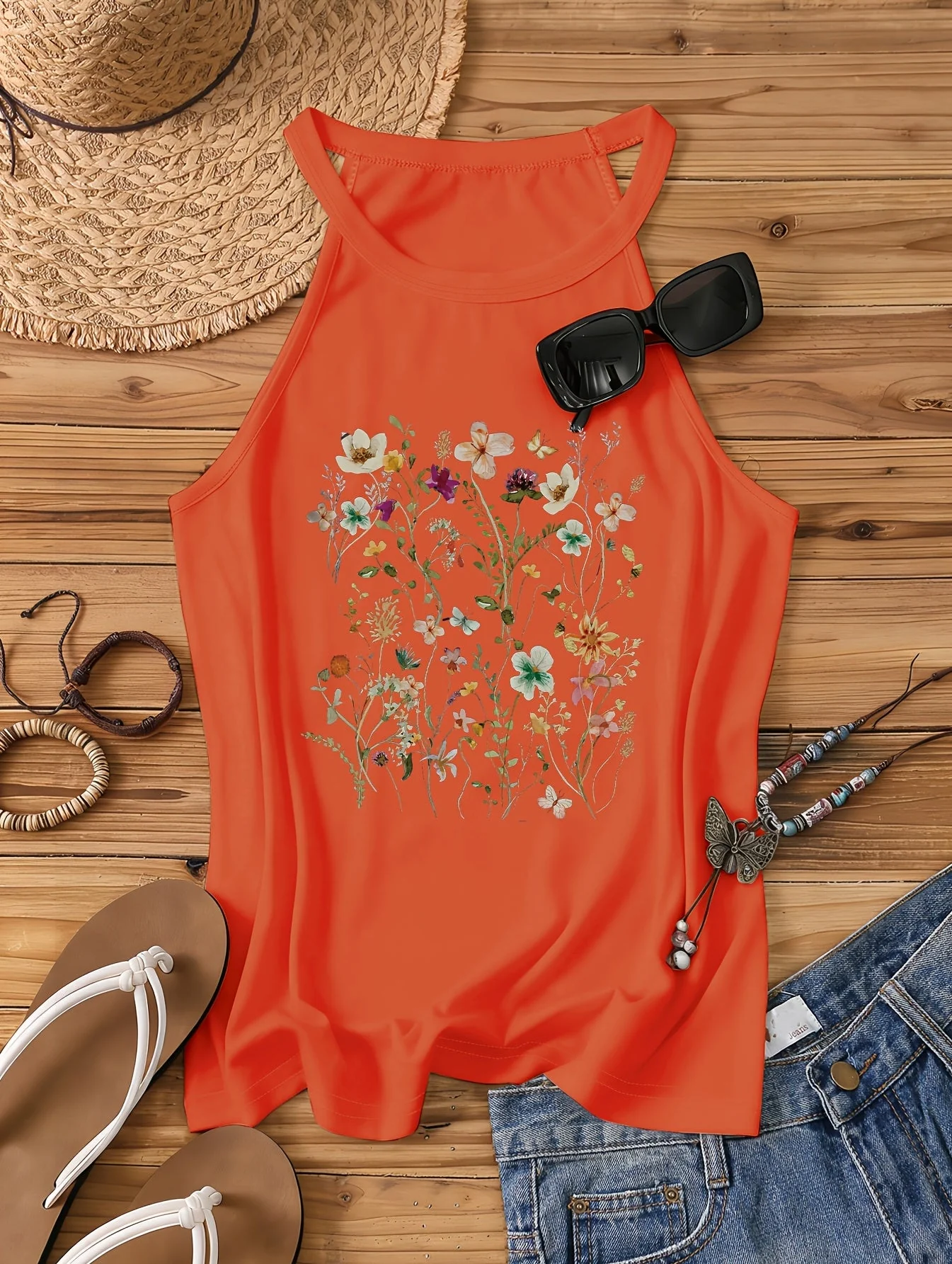 Damen Sommer Tanktop mit Blumenmuster – Freizeit Stil für Frühling und Sommer - Image 3