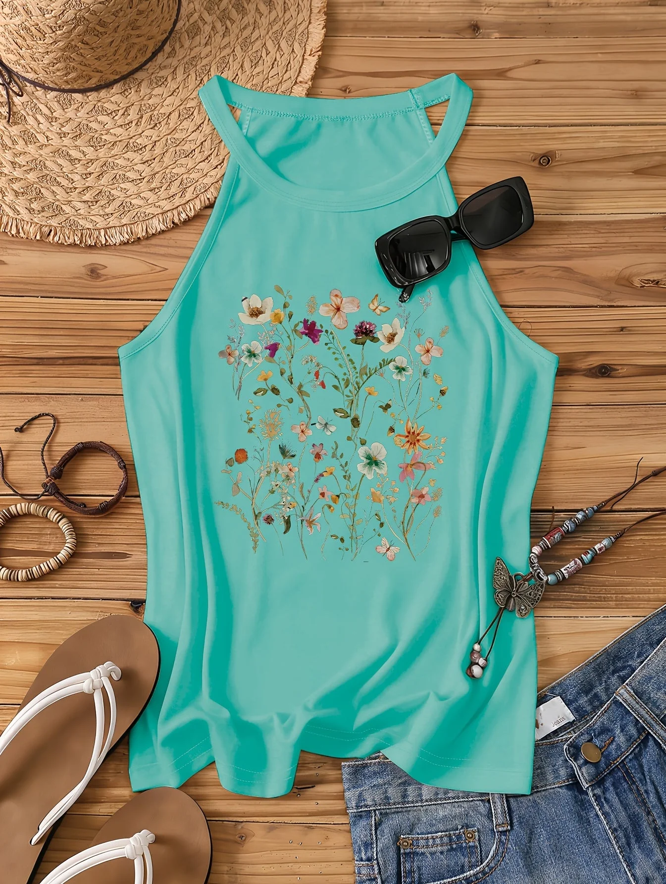Damen Sommer Tanktop mit Blumenmuster – Freizeit Stil für Frühling und Sommer - Image 4
