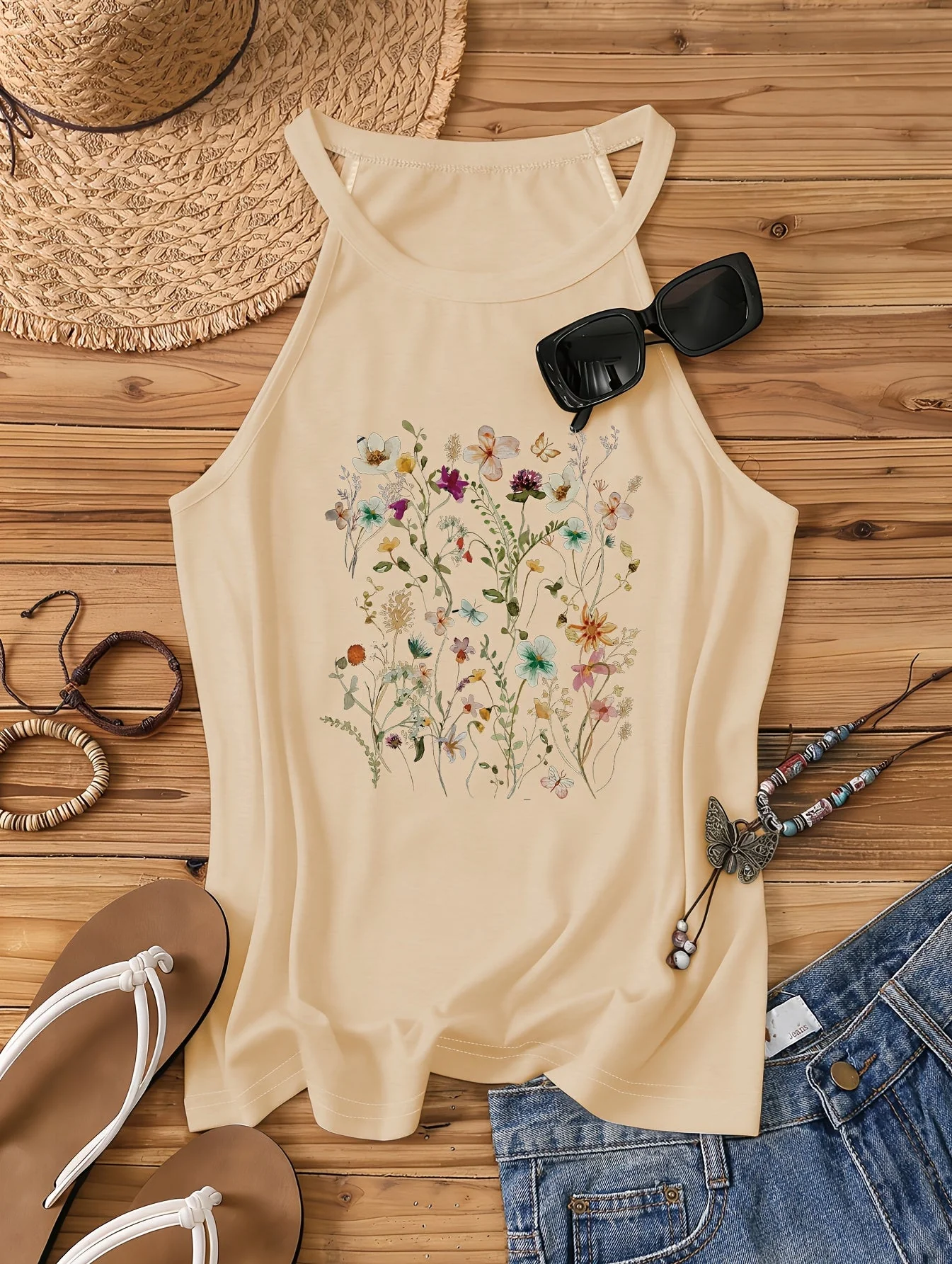 Damen Sommer Tanktop mit Blumenmuster – Freizeit Stil für Frühling und Sommer - Image 5