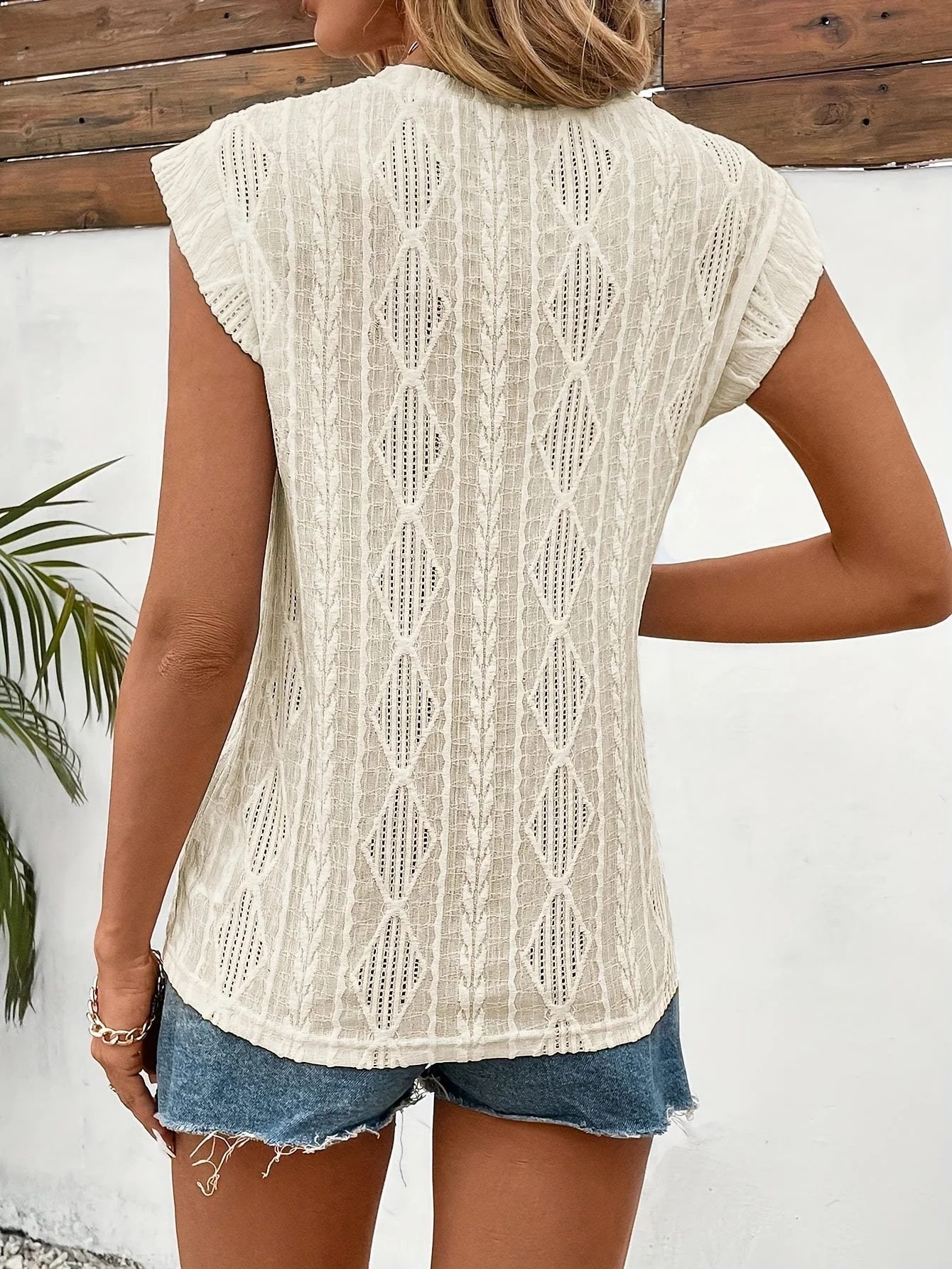 Damen Sommer-Top mit geometrischem Muster und ärmellosem Design – Modisches Freizeitshirt für Frühling und Sommer - Image 2