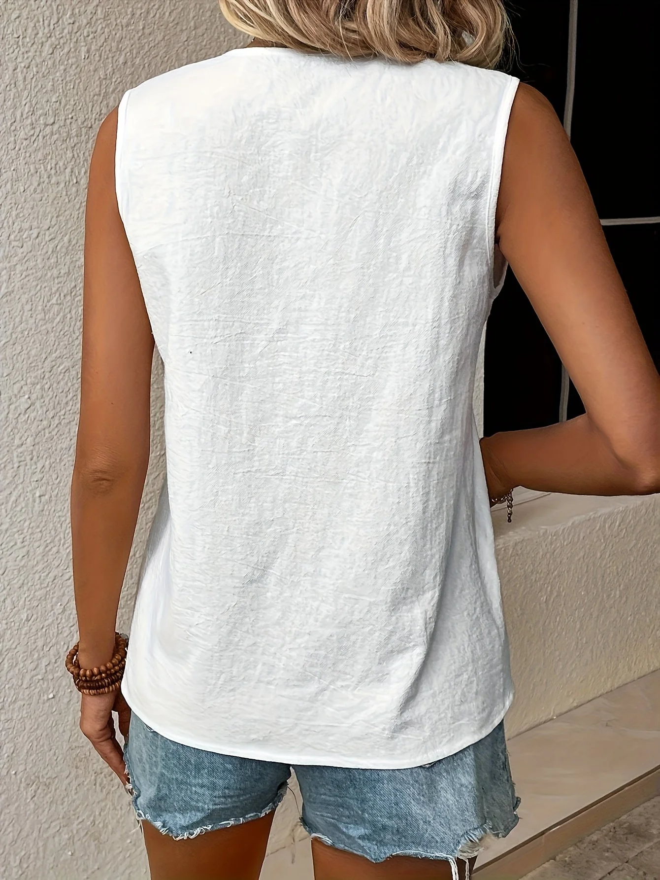 Damen Sommer Top mit Spitze, V-Ausschnitt, Elegant, Freizeit - Image 5