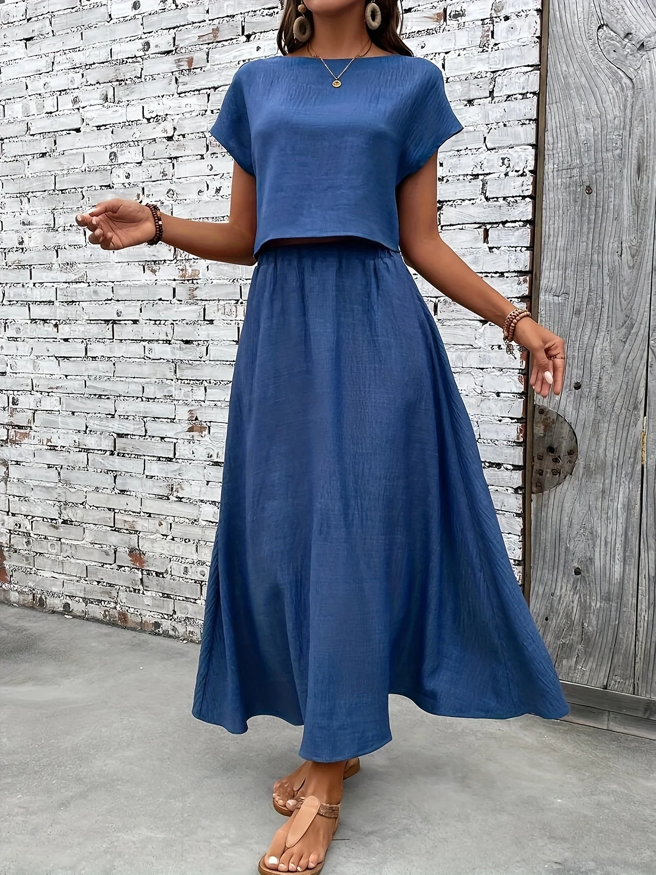 Damen Sommer Zweiteiler Set Elegant – Modisches Crop-Top und Maxirock, Perfekt für Alltag & Urlaub - Image 5