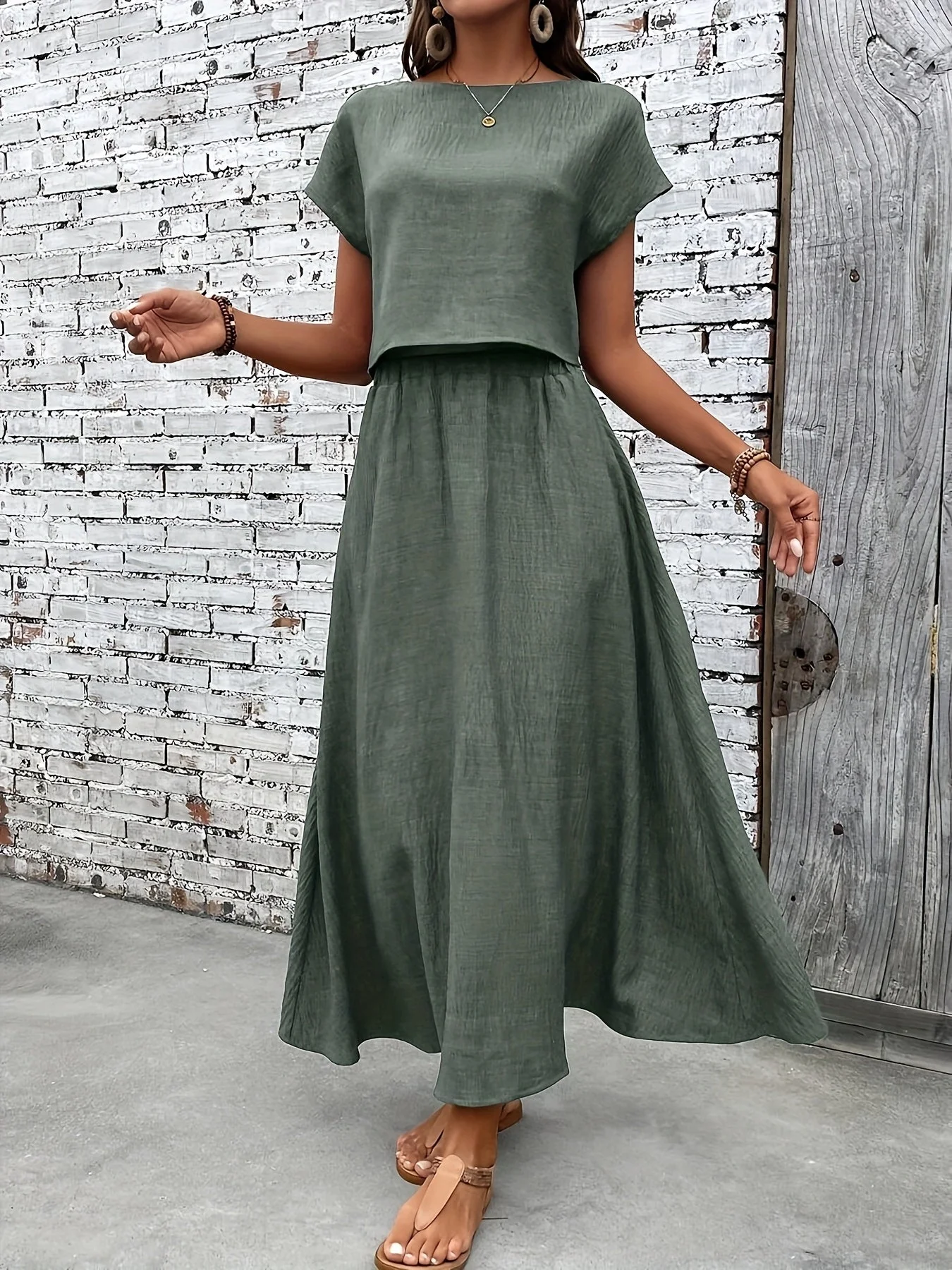 Damen Sommer Zweiteiler Set Elegant – Modisches Crop-Top und Maxirock, Perfekt für Alltag & Urlaub - Image 7