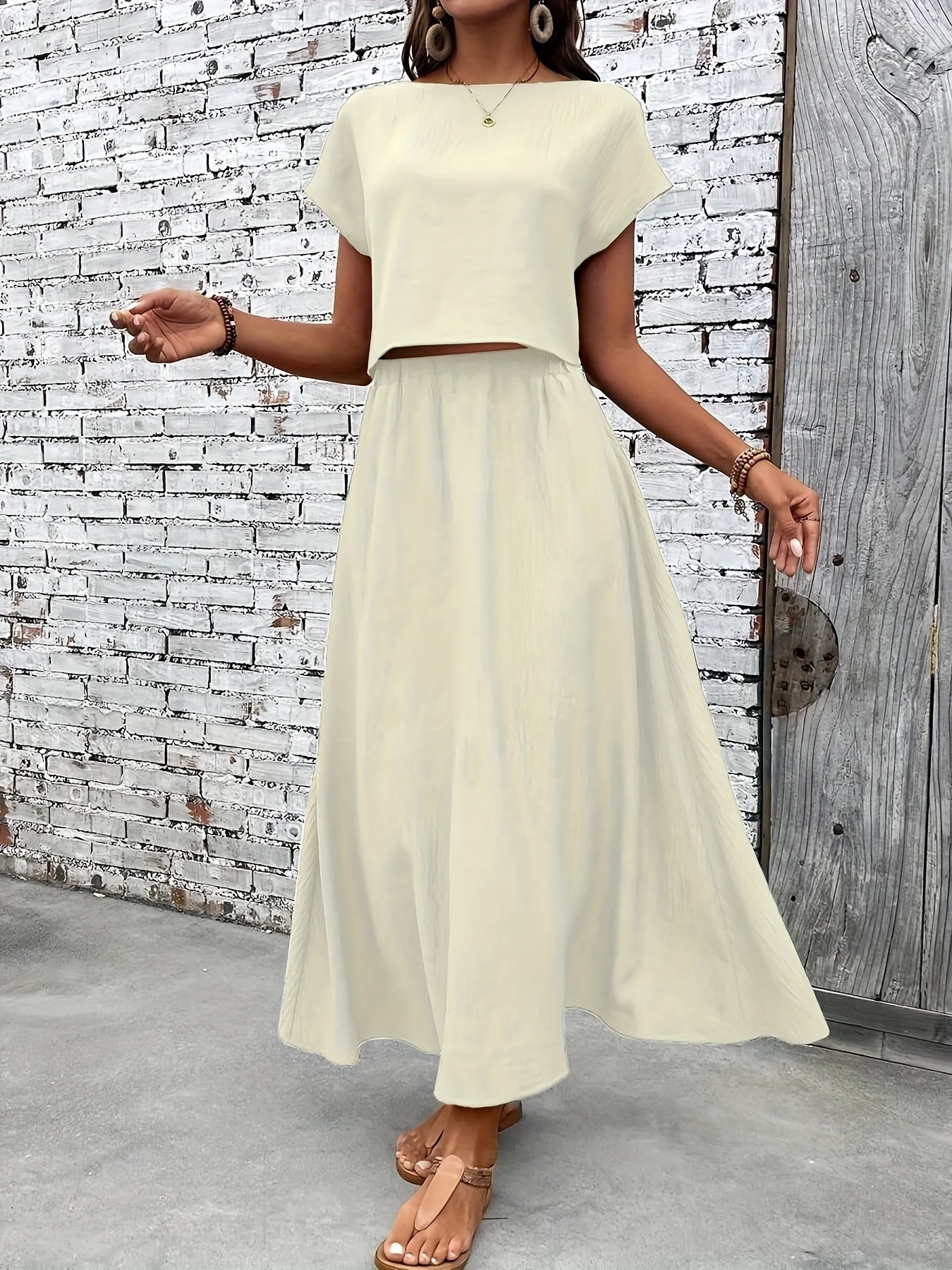Damen Sommer Zweiteiler Set Elegant – Modisches Crop-Top und Maxirock, Perfekt für Alltag & Urlaub - Image 8