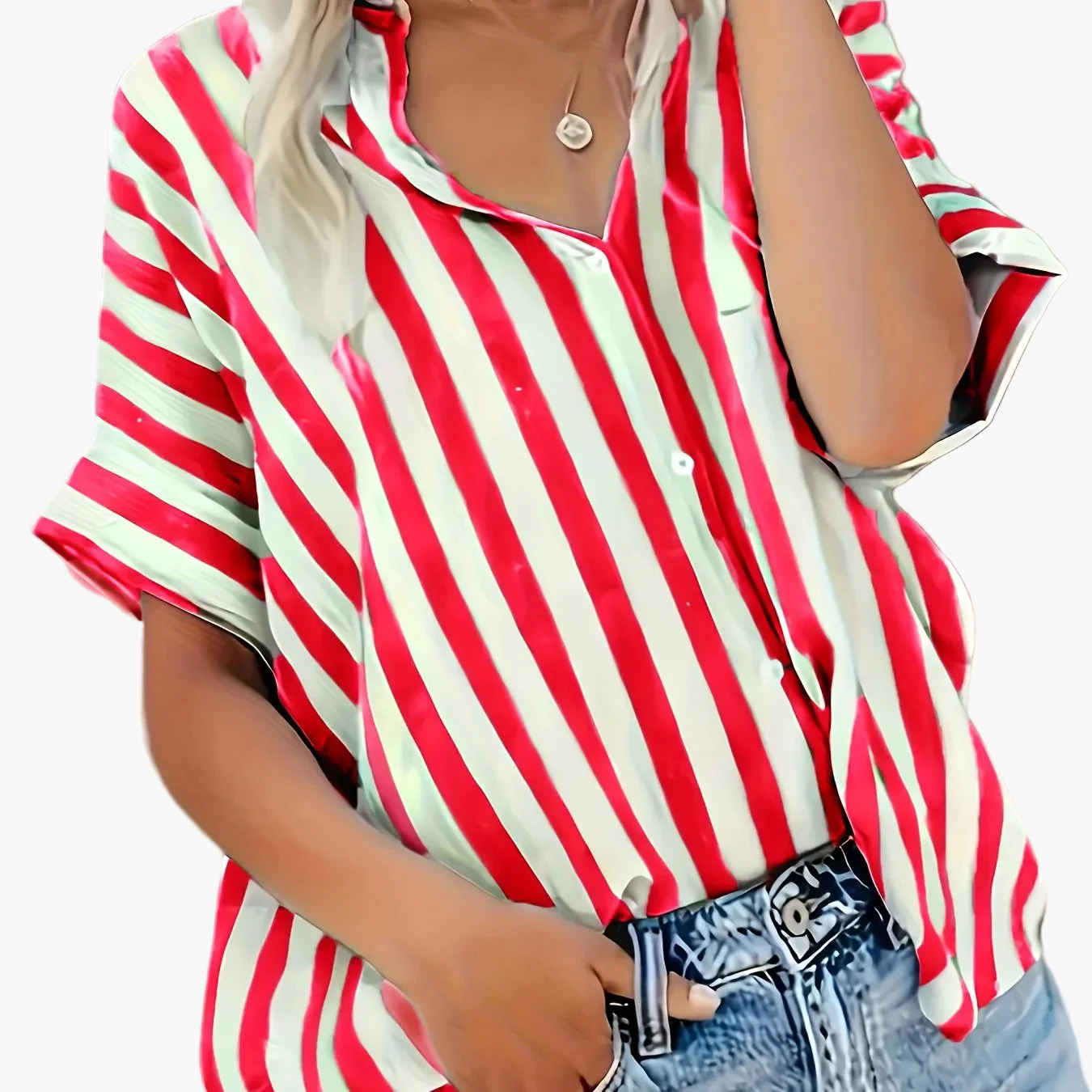 Damen Sommerbluse im Streifen-Look – Lässige Hemdbluse für Alltag und Urlaub - Image 10