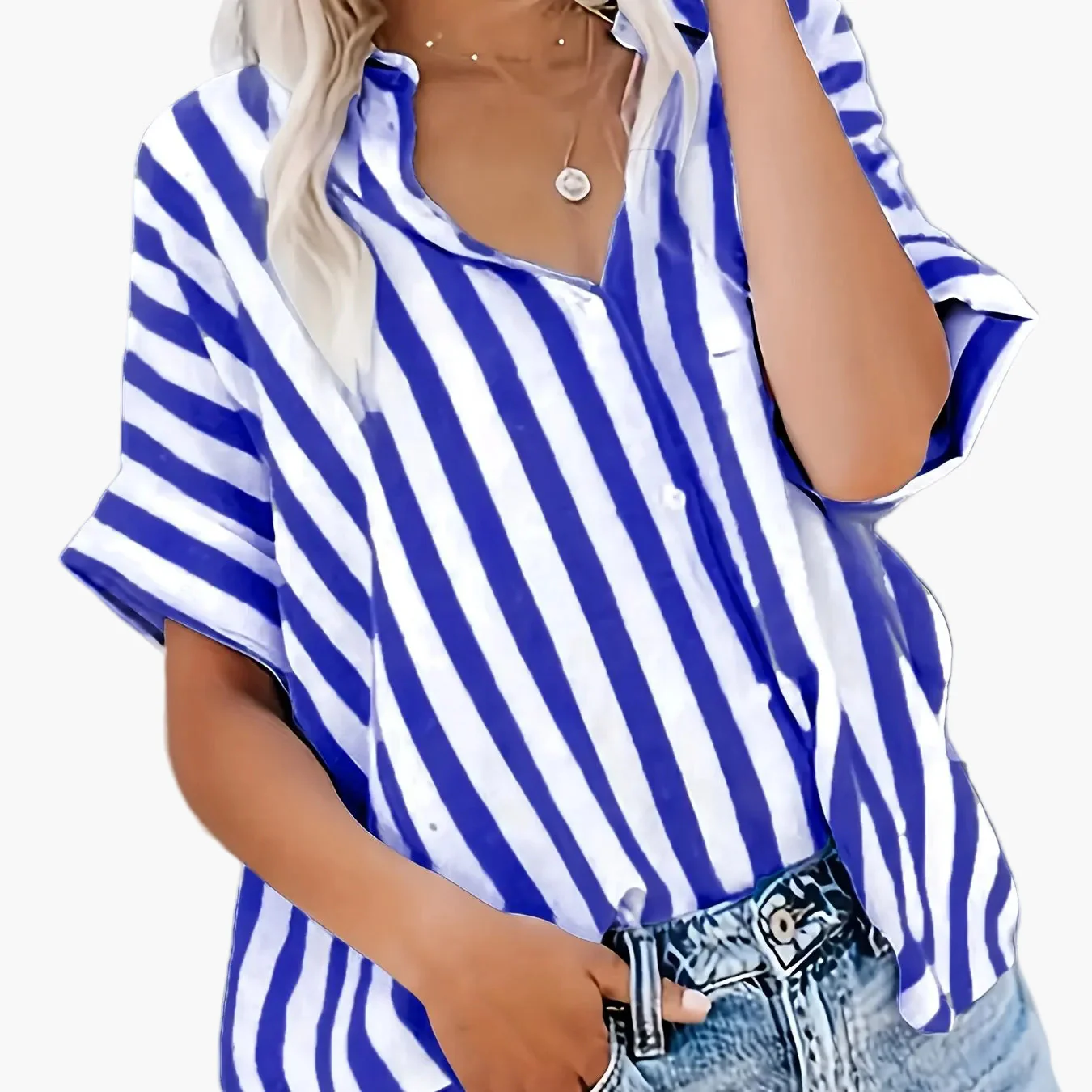 Damen Sommerbluse im Streifen-Look – Lässige Hemdbluse für Alltag und Urlaub - Image 11