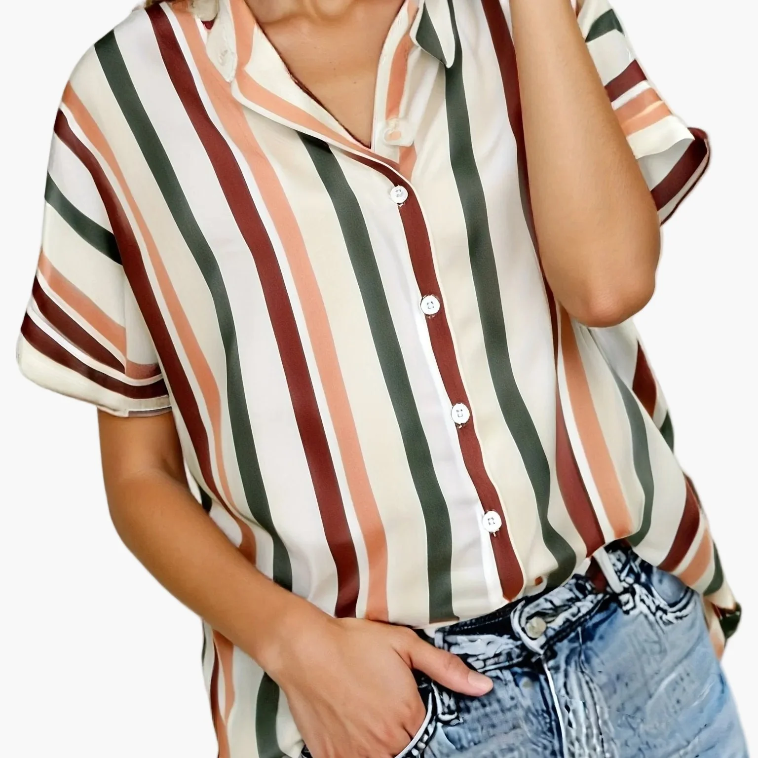 Damen Sommerbluse im Streifen-Look – Lässige Hemdbluse für Alltag und Urlaub - Image 13