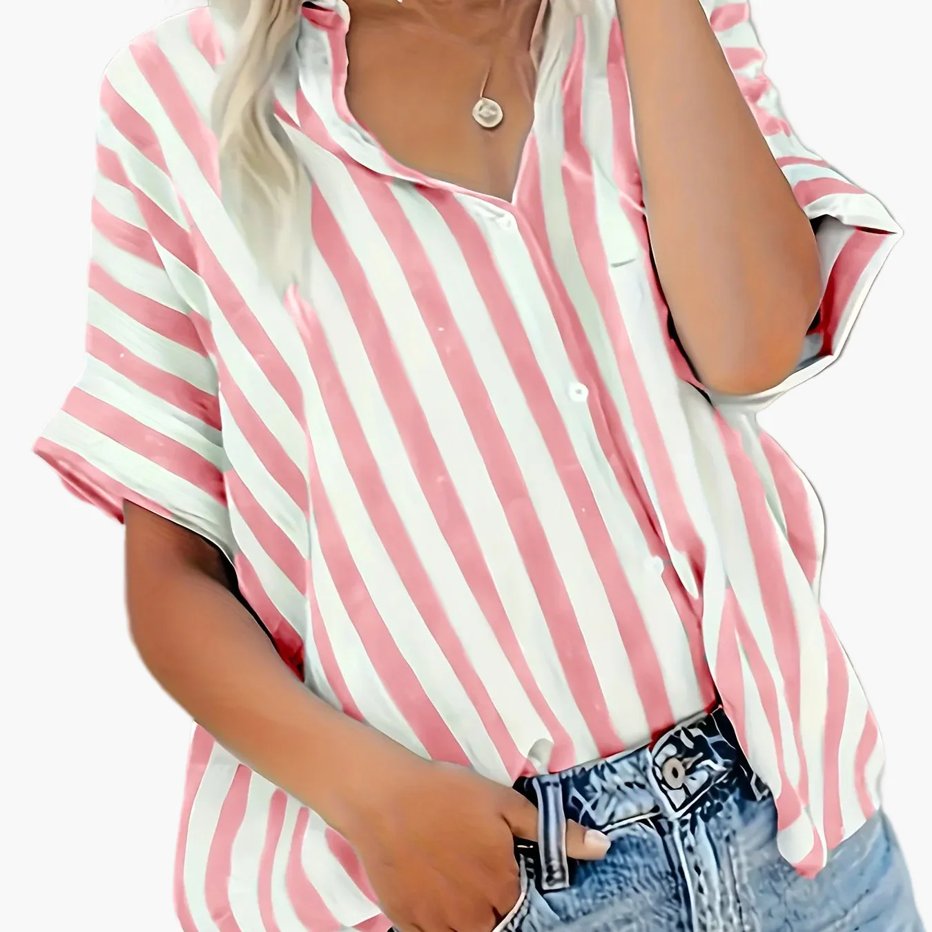 Damen Sommerbluse im Streifen-Look – Lässige Hemdbluse für Alltag und Urlaub - Image 15