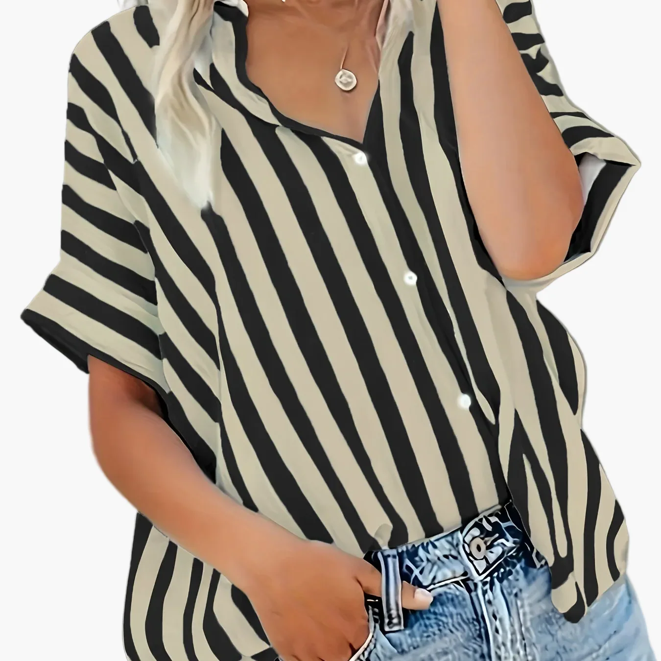 Damen Sommerbluse im Streifen-Look – Lässige Hemdbluse für Alltag und Urlaub - Image 16