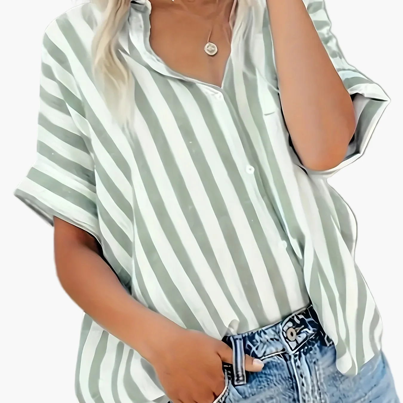 Damen Sommerbluse im Streifen-Look – Lässige Hemdbluse für Alltag und Urlaub - Image 17