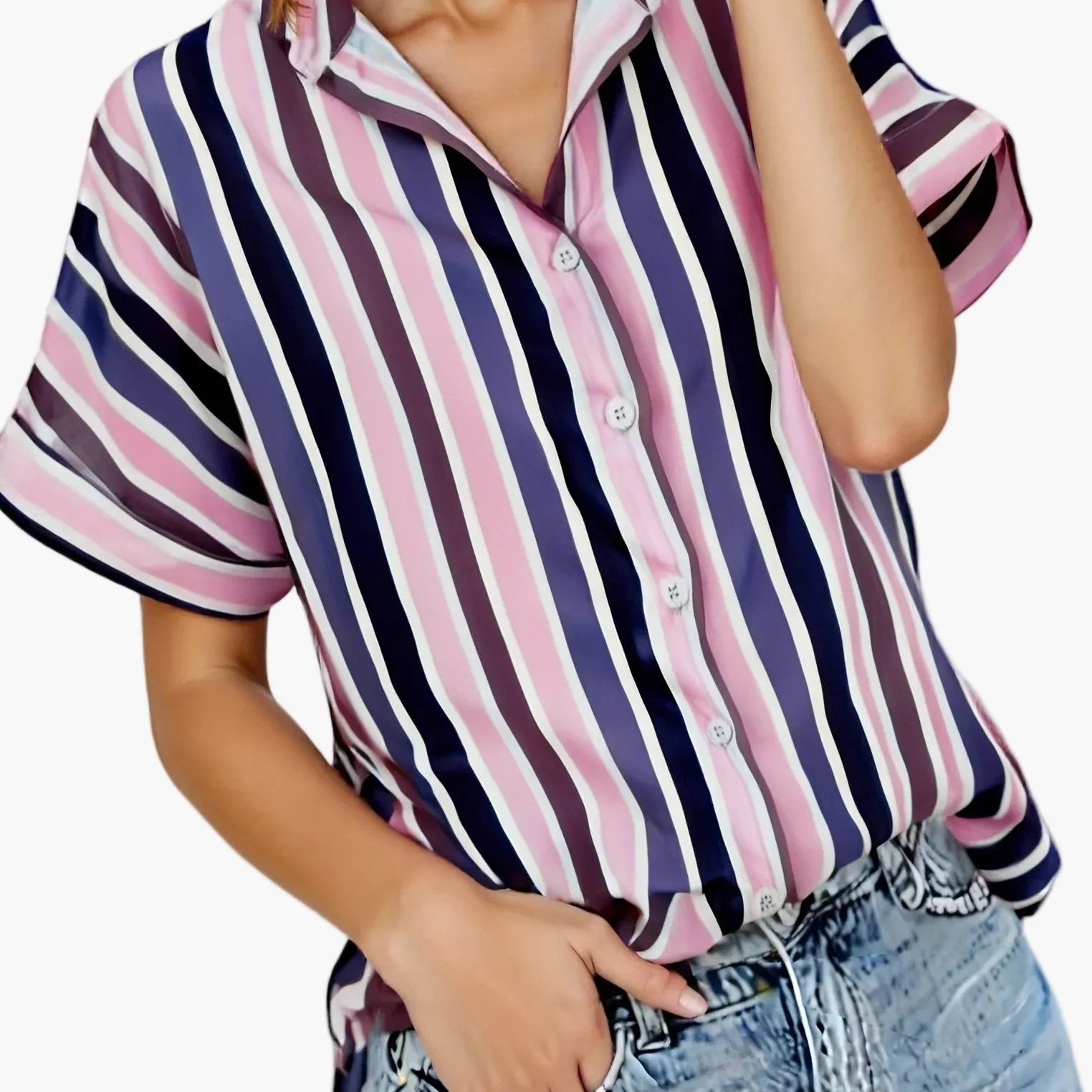 Damen Sommerbluse im Streifen-Look – Lässige Hemdbluse für Alltag und Urlaub - Image 18