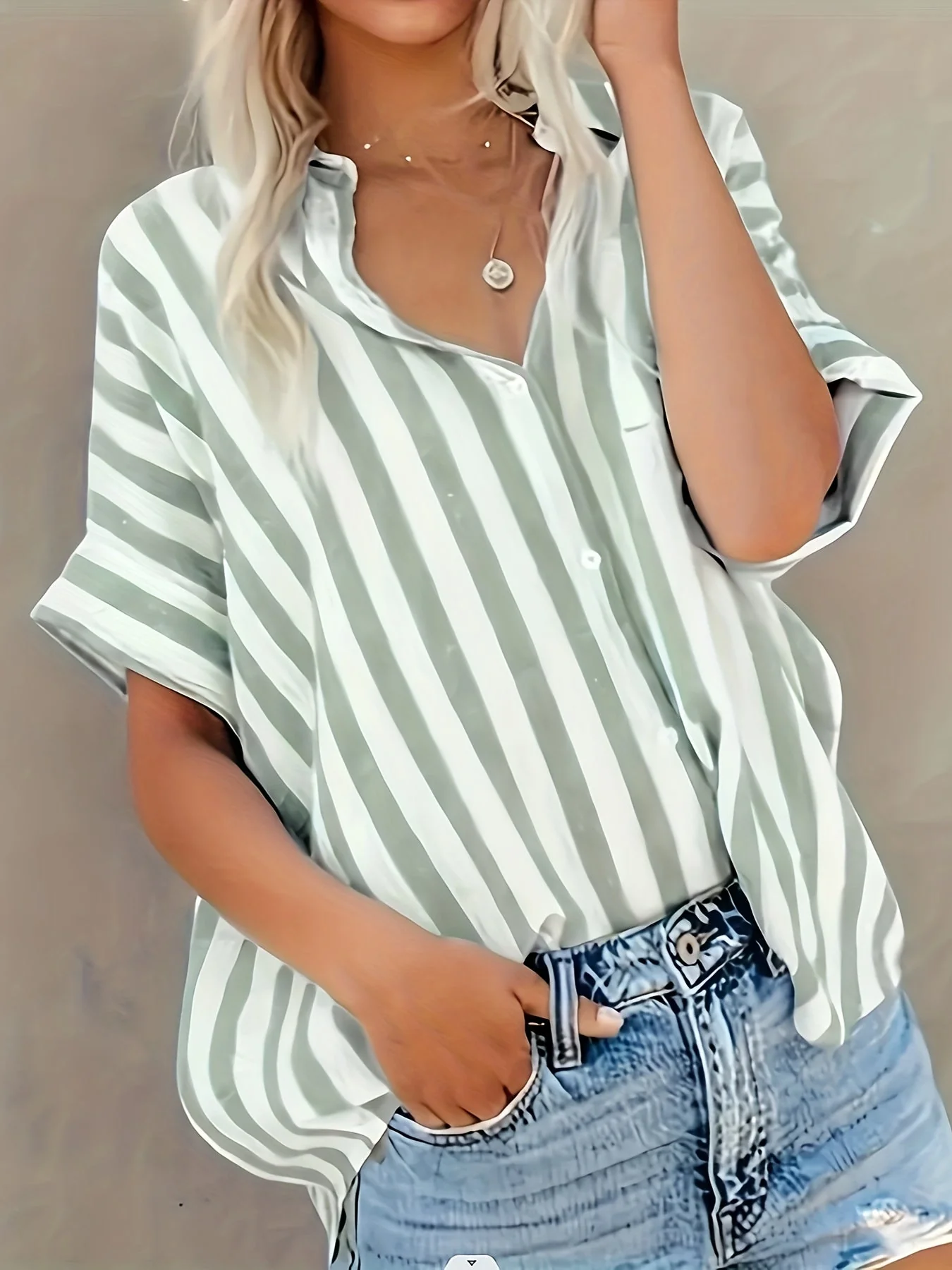 Damen Sommerbluse im Streifen-Look – Lässige Hemdbluse für Alltag und Urlaub - Image 6