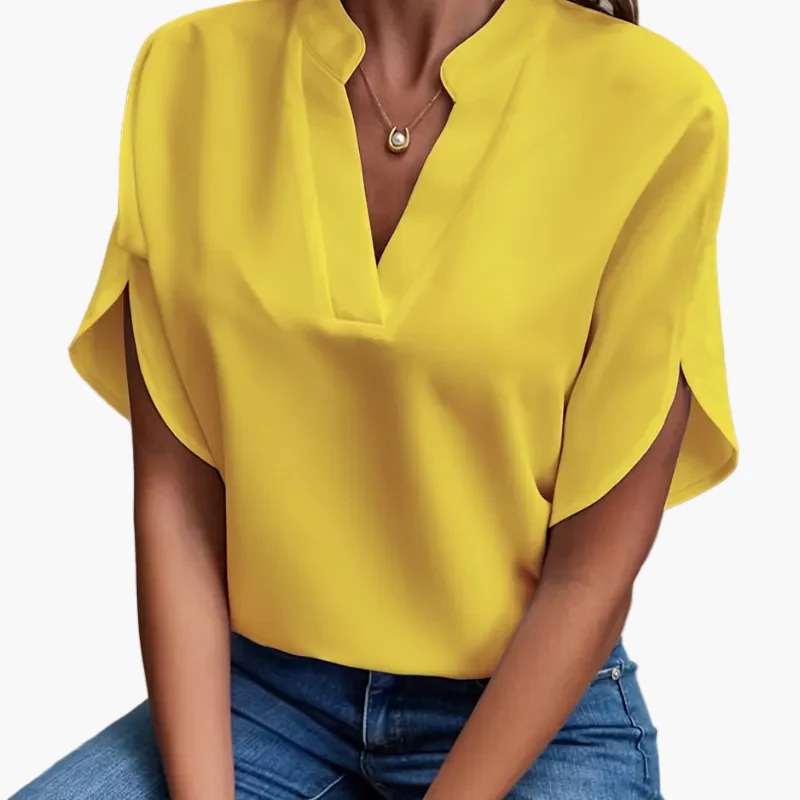 Damen Sommerbluse mit V-Ausschnitt – Luftiges Freizeitshirt für Alltag und Büro - Image 3