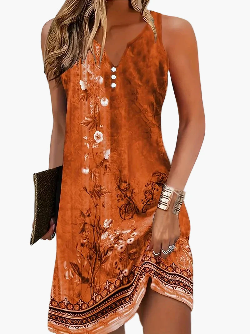 Damen Sommerkleid ärmellos mit abstraktem Kunst-Print – modisch und vielseitig für Freizeit & Events - Image 3