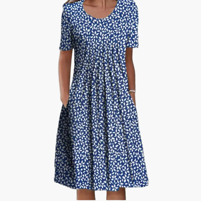 Damen Sommerkleid mit Blumenmuster – Bequemes Freizeitkleid mit Taschen und Kurzarm - Image 3
