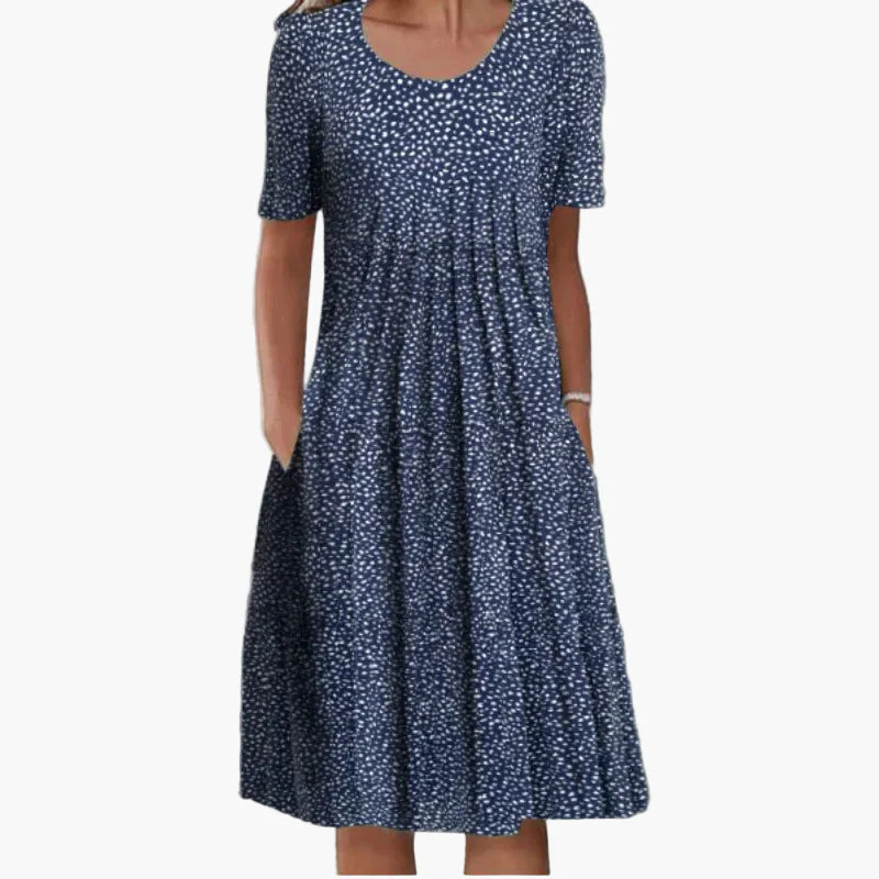 Damen Sommerkleid mit Blumenmuster – Bequemes Freizeitkleid mit Taschen und Kurzarm - Image 4