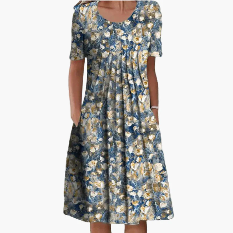 Damen Sommerkleid mit Blumenmuster – Bequemes Freizeitkleid mit Taschen und Kurzarm - Image 5