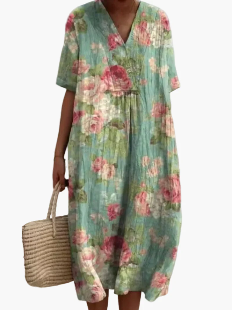 Damen Sommerkleid Boho Stil Freizeitkleid mit Blumendruck – Ideal für Urlaub & Alltag - Image 11
