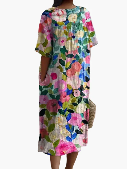 Damen Sommerkleid Boho Stil Freizeitkleid mit Blumendruck – Ideal für Urlaub & Alltag - Image 2