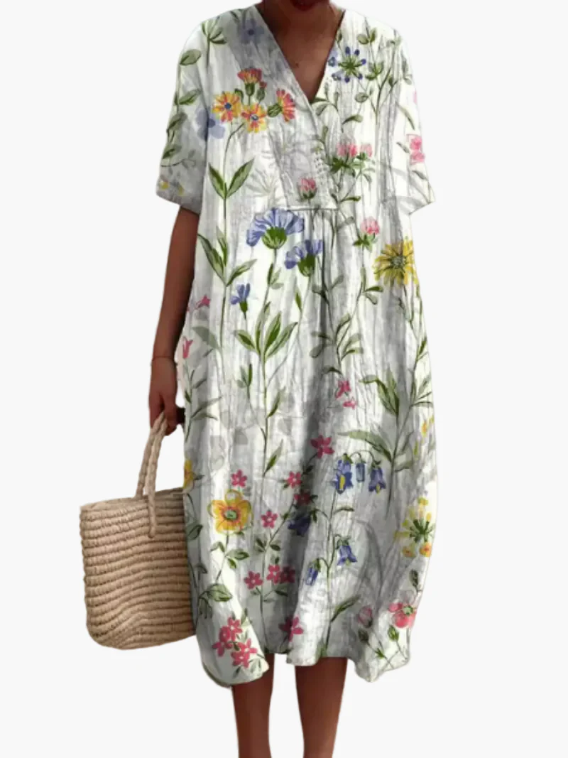 Damen Sommerkleid Boho Stil Freizeitkleid mit Blumendruck – Ideal für Urlaub & Alltag - Image 3