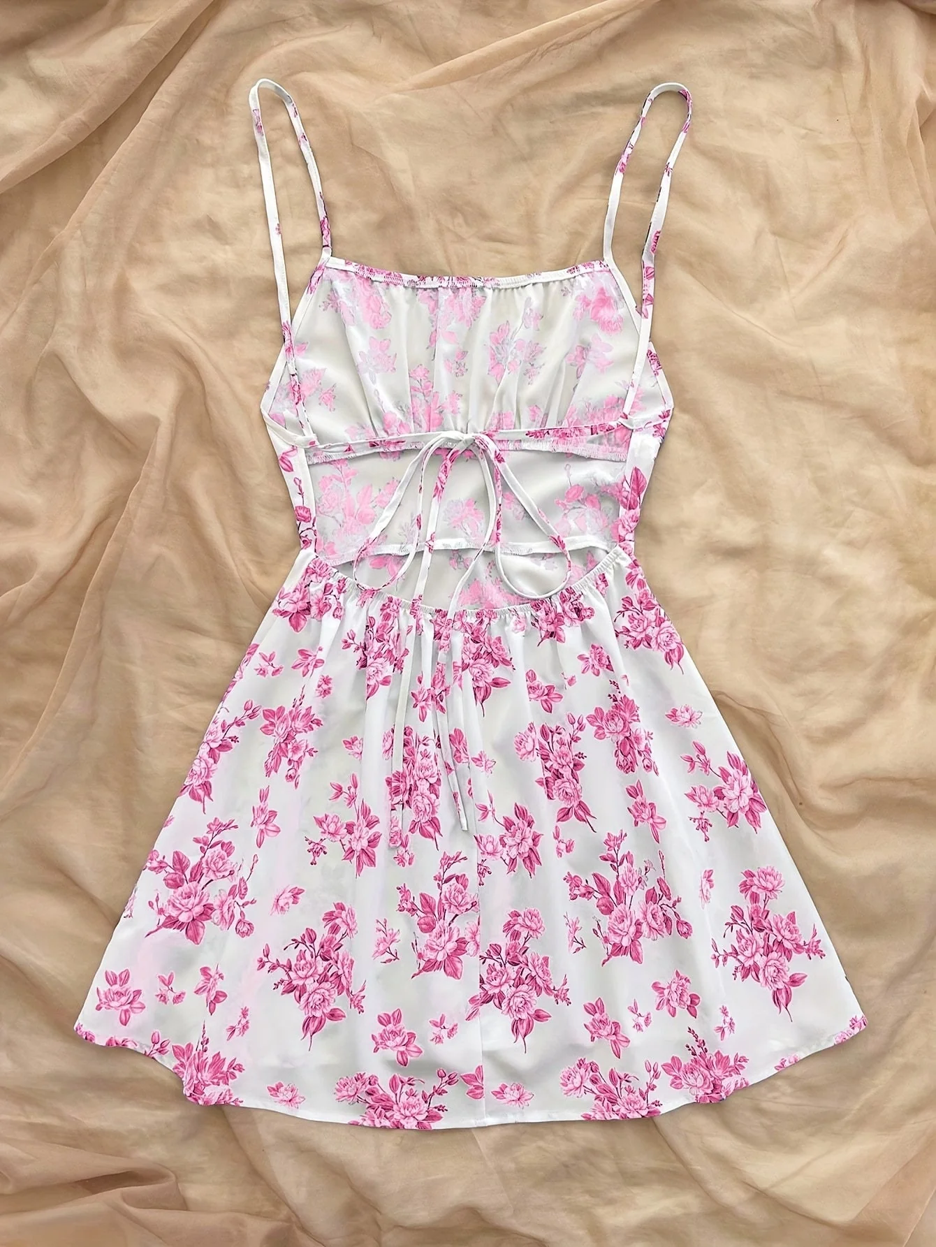 Damen Sommerkleid Elegant mit Blumenmuster und Spaghettiträgern – Perfekt für Freizeit und Gartenpartys - Image 4