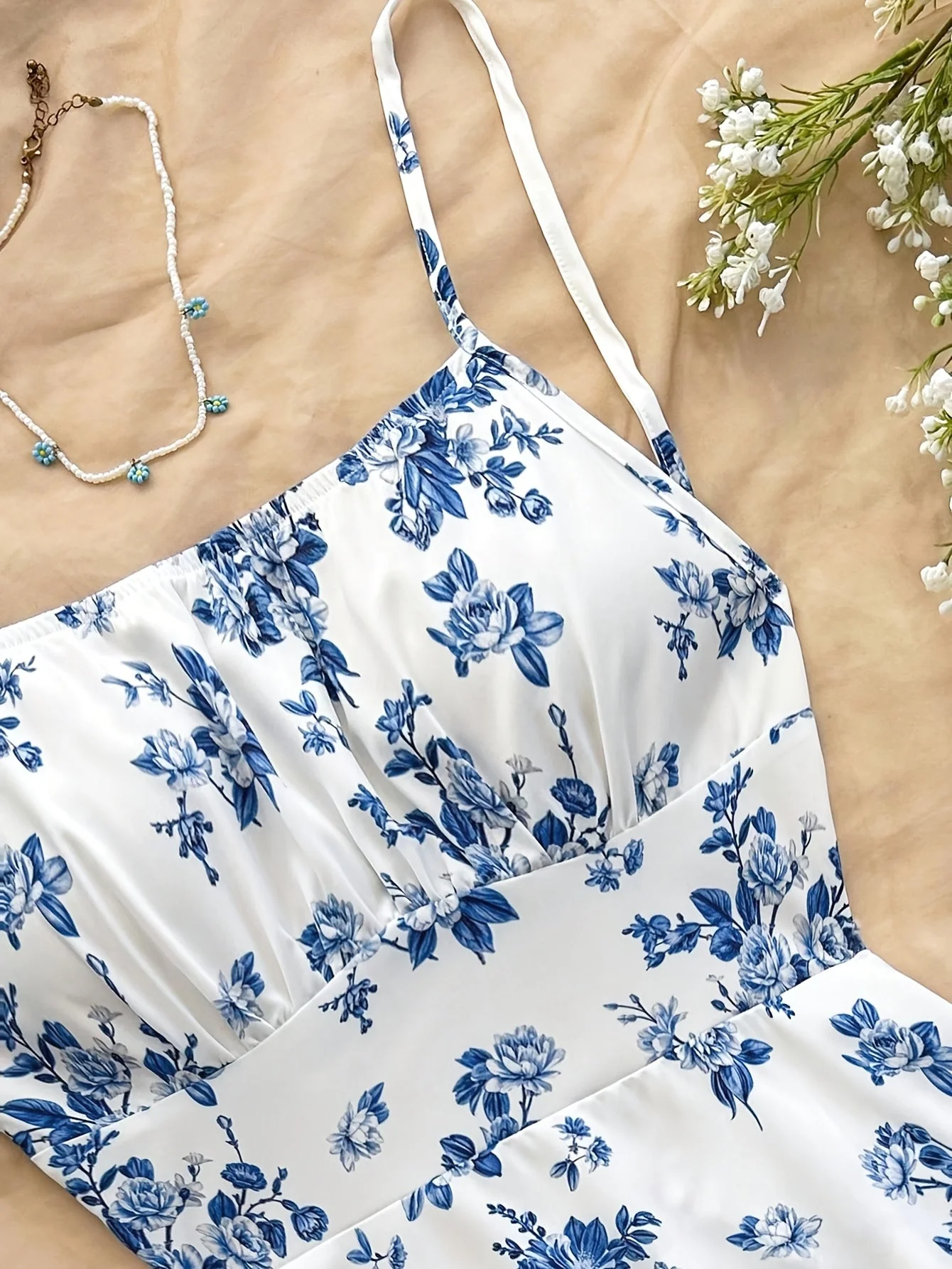 Damen Sommerkleid Elegant mit Blumenmuster und Spaghettiträgern – Perfekt für Freizeit und Gartenpartys - Image 8