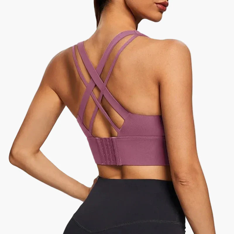 Damen Sport-BH mit überkreuzten Trägern und Push-Up-Effekt – Fitness, Yoga & Alltag - Image 11
