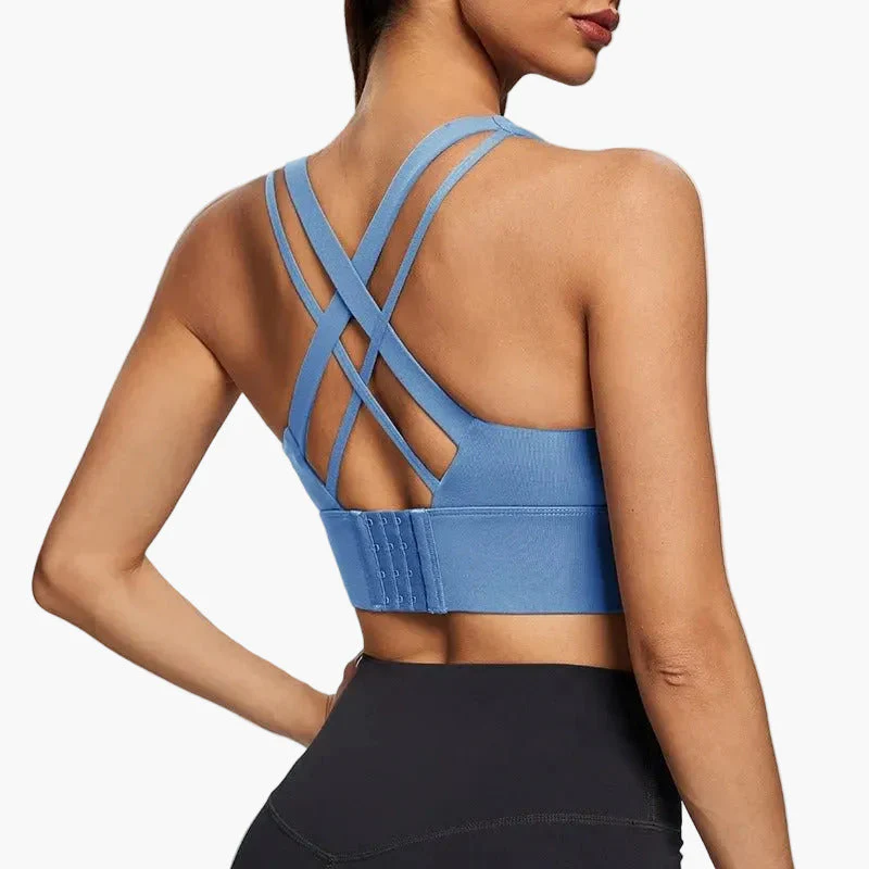 Damen Sport-BH mit überkreuzten Trägern und Push-Up-Effekt – Fitness, Yoga & Alltag - Image 12