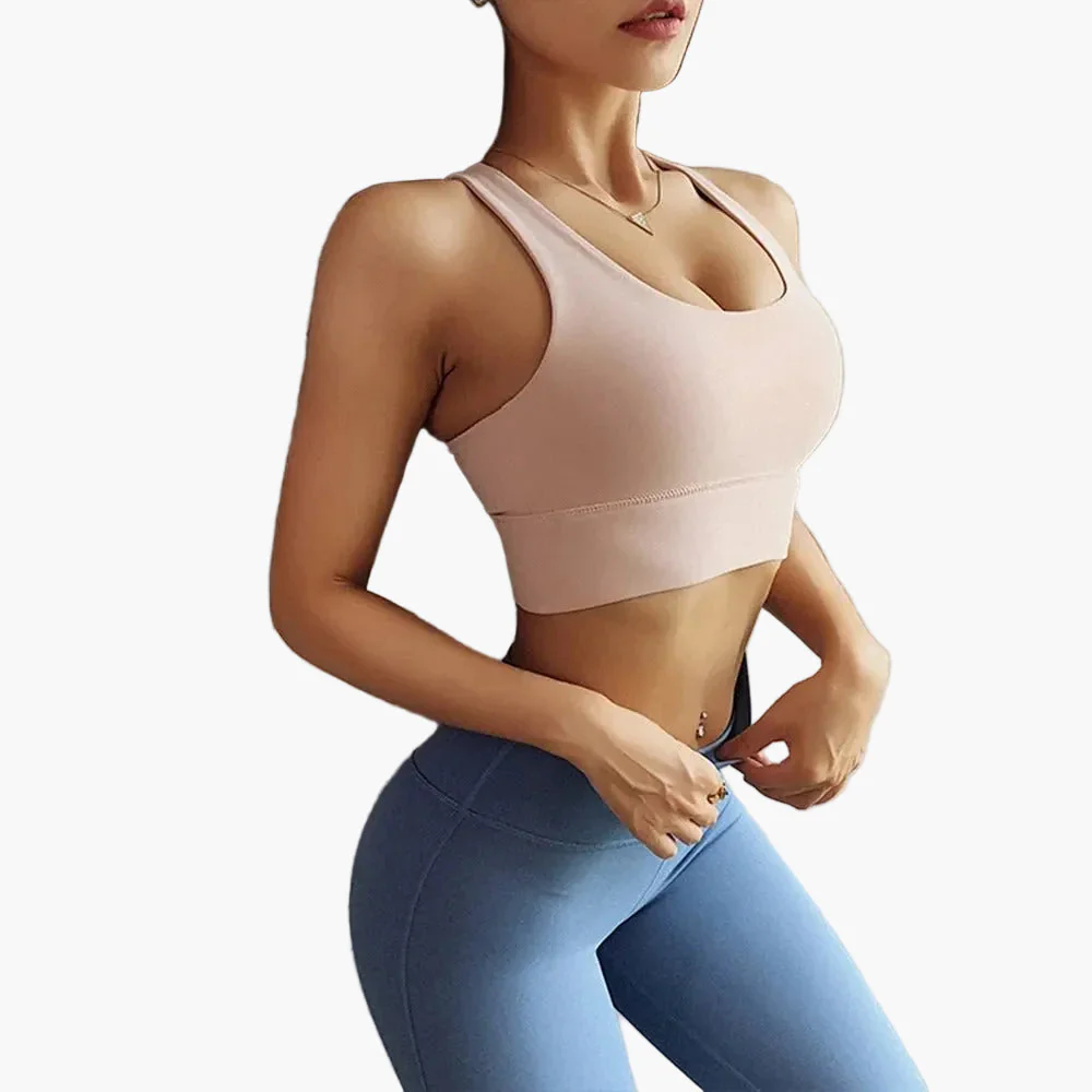 Damen Sport-BH mit überkreuzten Trägern und Push-Up-Effekt – Fitness, Yoga & Alltag - Image 4