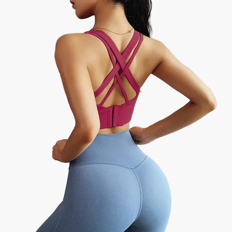 Damen Sport-BH mit überkreuzten Trägern und Push-Up-Effekt – Fitness, Yoga & Alltag - Image 6