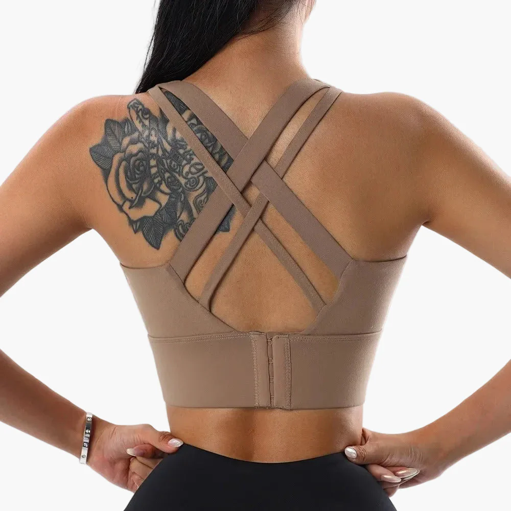 Damen Sport-BH mit überkreuzten Trägern und Push-Up-Effekt – Fitness, Yoga & Alltag - Image 8
