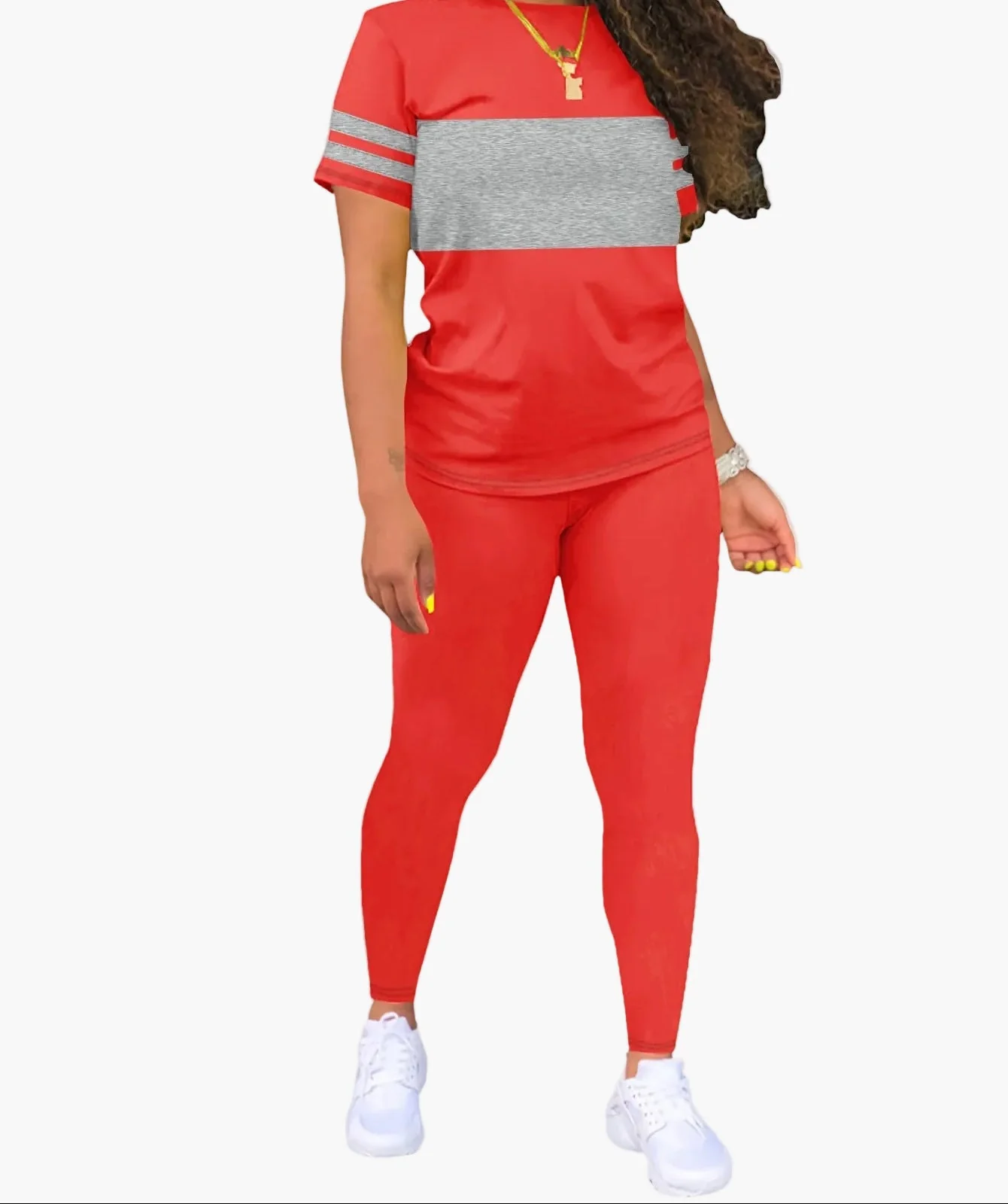 Damen Sportliches Freizeit-Set mit T-Shirt und Leggings – Modernes Outfit für Alltag & Fitness - Image 2