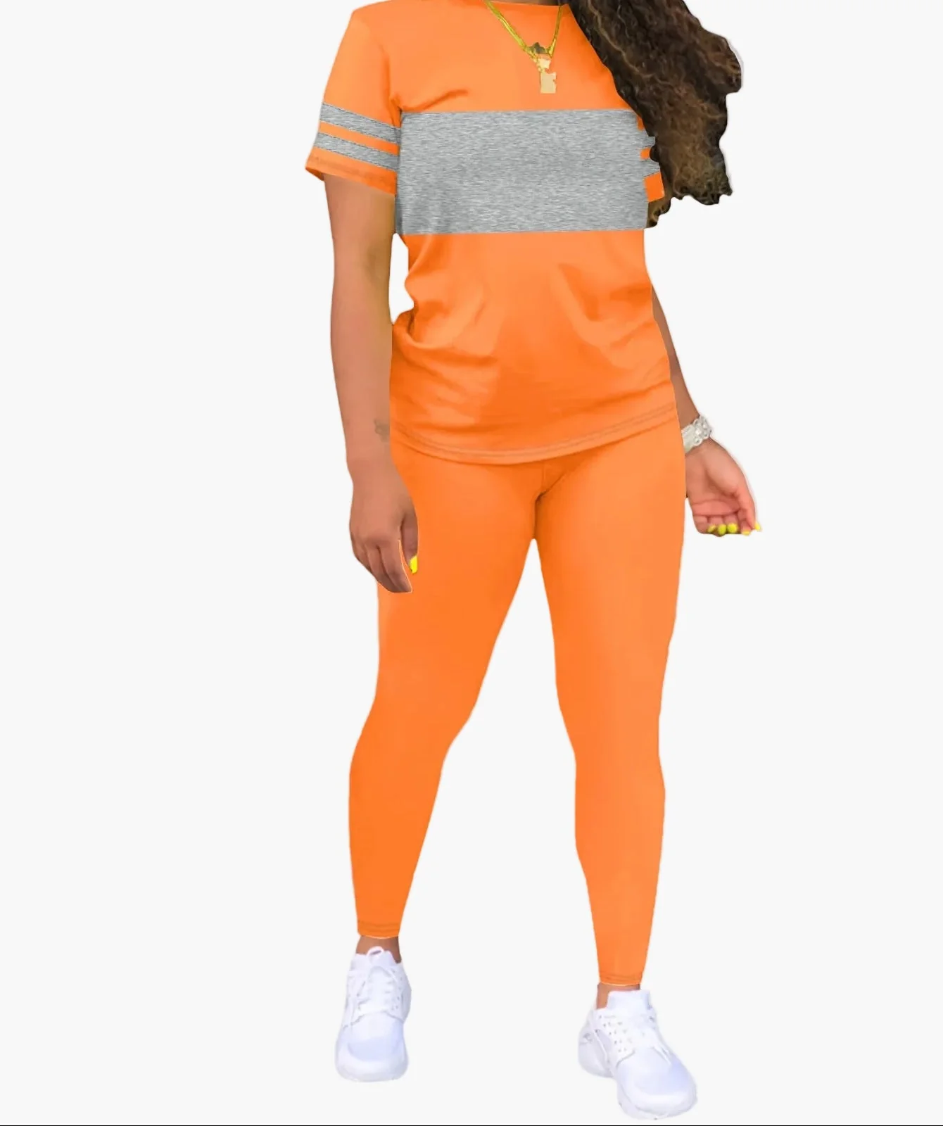 Damen Sportliches Freizeit-Set mit T-Shirt und Leggings – Modernes Outfit für Alltag & Fitness - Image 3