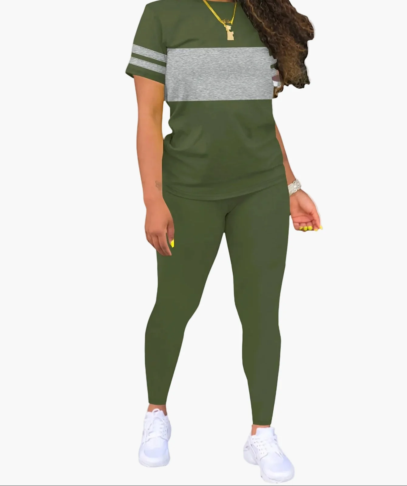 Damen Sportliches Freizeit-Set mit T-Shirt und Leggings – Modernes Outfit für Alltag & Fitness - Image 4