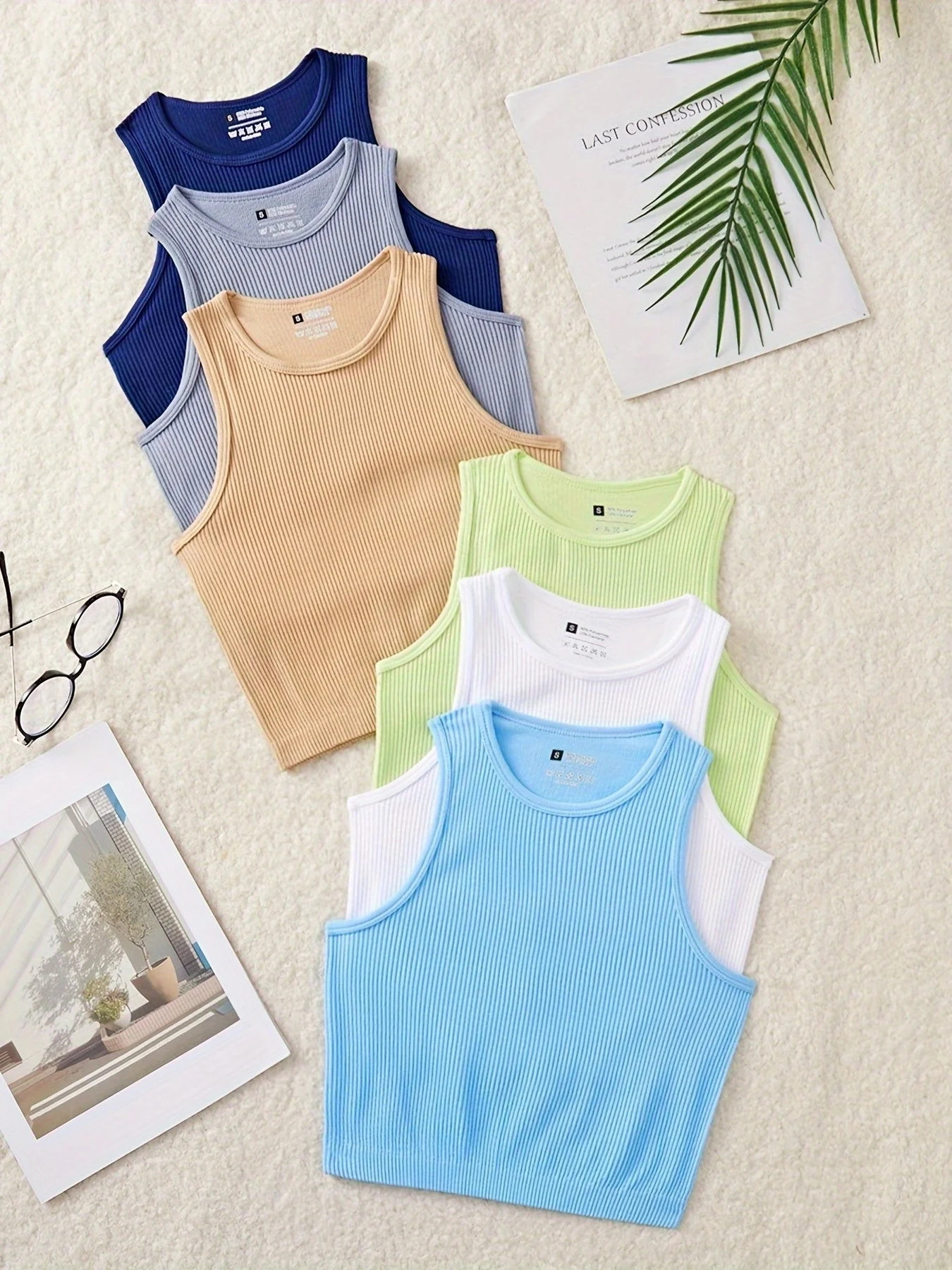 Damen Sportliches Rippen-Tanktop Set – Lässiger Crop-Style, Ideal für Alltag & Fitness