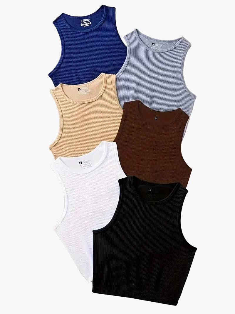 Damen Sportliches Rippen-Tanktop Set – Lässiger Crop-Style, Ideal für Alltag & Fitness - Image 5