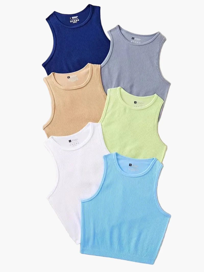 Damen Sportliches Rippen-Tanktop Set – Lässiger Crop-Style, Ideal für Alltag & Fitness - Image 6