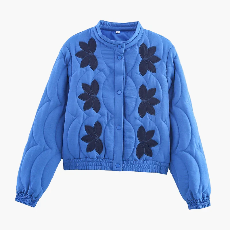 Damen Steppjacke mit Blumenmuster – Modischer Freizeit-Look, Übergangsjacke - Image 2