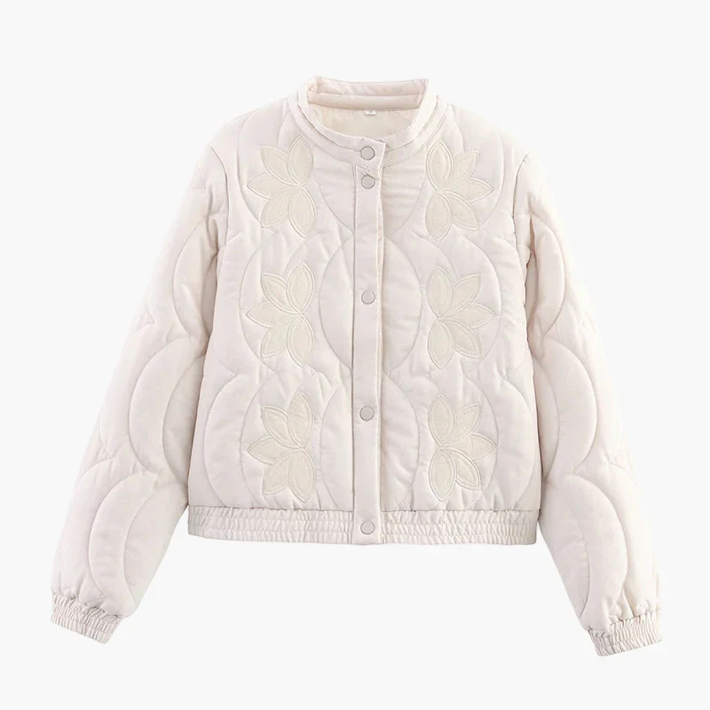 Damen Steppjacke mit Blumenmuster – Modischer Freizeit-Look, Übergangsjacke - Image 4