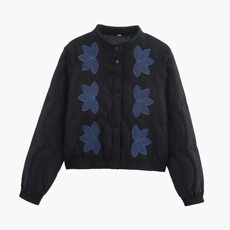 Damen Steppjacke mit Blumenmuster – Modischer Freizeit-Look, Übergangsjacke - Image 5
