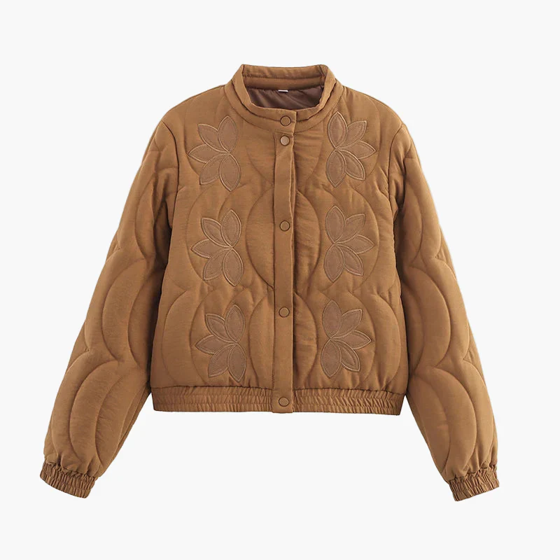 Damen Steppjacke mit Blumenmuster – Modischer Freizeit-Look, Übergangsjacke - Image 6