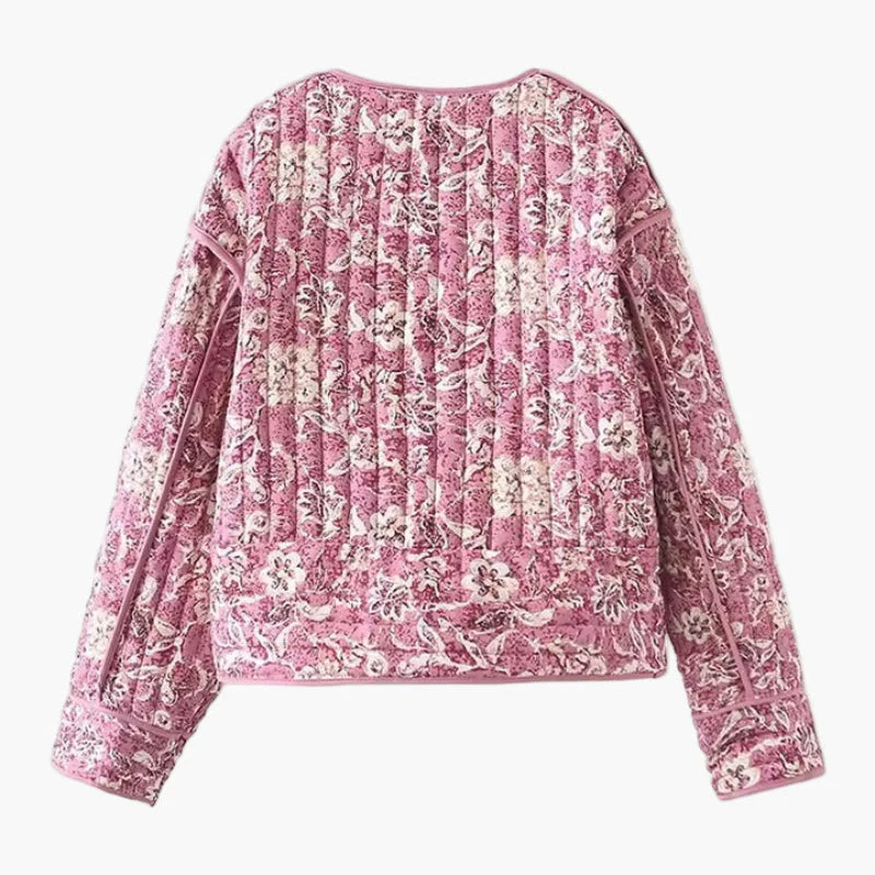 Damen Steppjacke mit Blumenmuster – Modische Übergangsjacke im Vintage-Stil für Freizeit und Alltag - Image 2